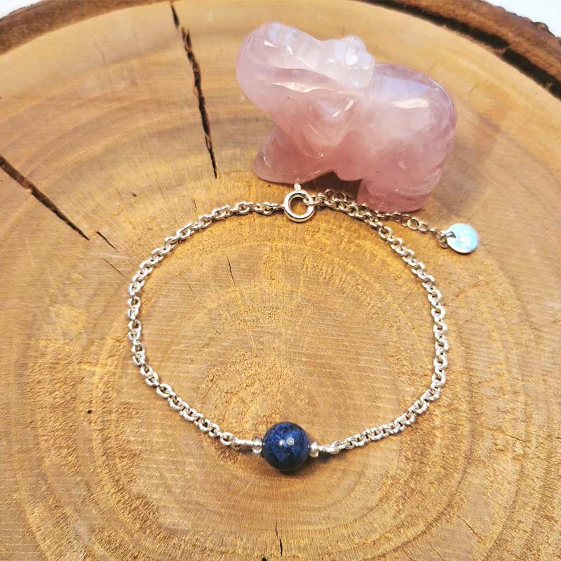 Bracelet Argent et perle Agate Bleue
