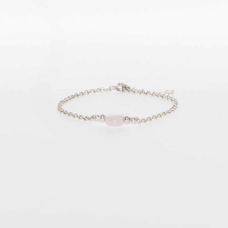 Bracelet Argent et perle Quartz Rose