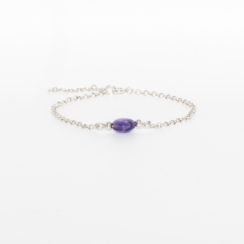 Bracelet Argent et perle Améthyste